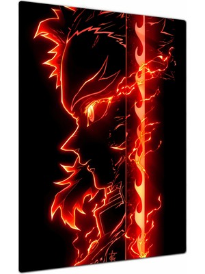 Charmbi Demon Slayer Rengoku Dekoratif Metal Poster Tablo – Canlı Renk Parlak Yüzey Modern Oda Duvar Dekoru