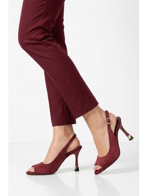 Ayakmod Bordo Ince Topuklu Kadın Abiye Ayakkabı 655589 Z