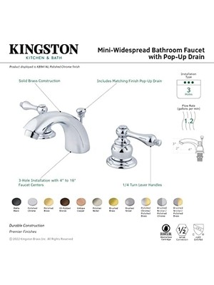 Enyaza Home KB944AL Victoria Mini Yaygın Lavabo Bataryası Metal Kolu Saplı, Parlak Krom ve Parlak Pirinç