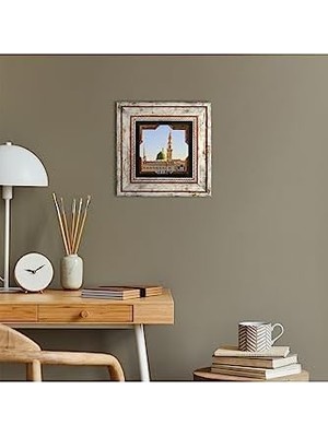 Enyaza Home Ravza-I Mutahhara Taş Duvar Tablosu - Çerçeveli Taş Tablo - Dekoratif Duvar Sanatı - Modern Ev ve Ofis Duvar Dekoru T1-57