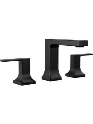 Enyaza Home Musluk Velum Yaygın Banyo Bataryası 3 Delikli, Siyah Banyo Lavabo Bataryası, 2 Saplı Banyo Bataryası, Banyo Bataryası, Mat Siyah 3537LF-BLMPU