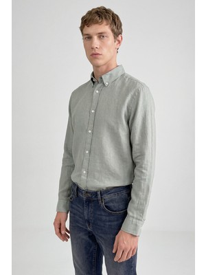 Lee %100 Keten Regular Fit Normal Kesim Siyah Gömlek