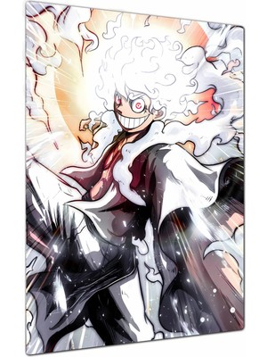 Charmbi Luffy Gear 5 Nika Dekoratif Metal Poster Tablo – Canlı Renk Parlak Yüzey Modern Oda Duvar Dekoru