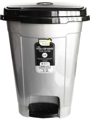 PremiumPort Pratik Pedallı Çöp Kutusu, Gri, 12 Litre, Çıkarılabilir Iç Kova