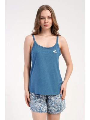 Vienetta Kadın P.vıscon Ip Askılı Şortlu Pijama Takım, 512277