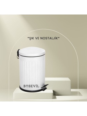 PremiumPort Vintage 12L Pedallı Çöp Kovası, Yavaş Kapanır, Amortisörlü, Silinebilir
