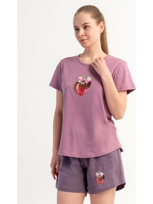 Vienetta Pamuklu Kadın Kısa Kol Şortlu Pijama Takım, 601140
