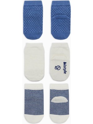 NW NessiWorld Nessiworld Puanlı Kaymaz Penye Soket Çorap 3'lü BS10108 Indigo(Adet Fiyatıdır)