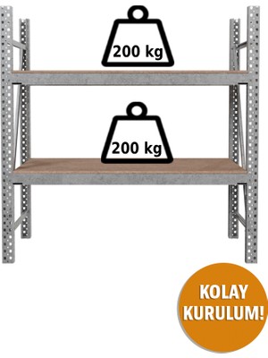 Rafiste Ağır Yük Raf Ünitesi 2'li H1800