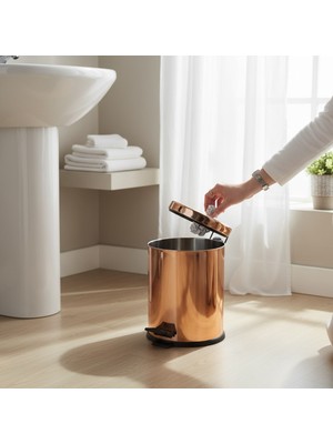 PremiumPort Şık Bakır Pedallı Paslanmaz Çöp Kovası, Banyo ve Mutfak Için Estetik Seçenek