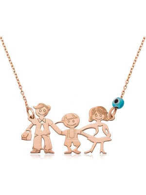 Elwes 925 Ayar Gümüş Rose Mutlu Aile Kolye