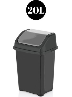 PremiumPort 20 Litre Siyah-Gri Çöp Kovası, Dayanıklı ve Pratik Kullanım