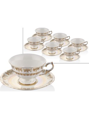 Lamedore Lorrain White Gold 6'lı Tea Cups Set Çay Fincanı