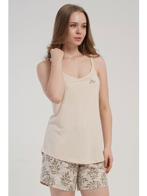 Vienetta Kadın P.vıscon Ip Askılı Şortlu Pijama Takım, 512211
