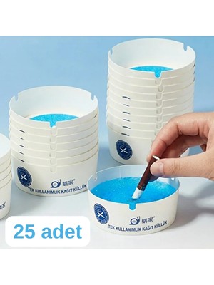 Mucit Home 25 Adet Tek Kullanımlık Kül Tablası Kokusuz Taşınabilir Pratik Jel Küllük Seti Ofis Kafe Ev