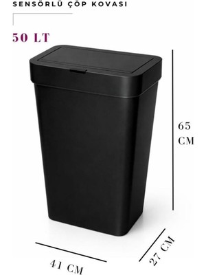 PremiumPort Sensörlü 50L Çöp Kovası Otomatik Kapak, Sessiz ve Pratik Kullanım