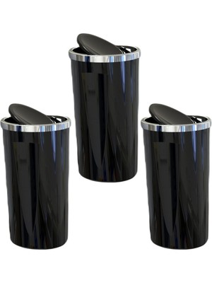 PremiumPort Primanova Lenox 35 Lt Siyah Çöp Kovası Seti (3 Adet) M-E76-06