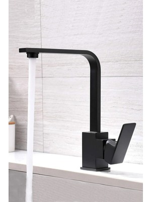 Kustar Siyah Kare Banyo Lavabo Bataryası | Modern ve Dayanıklı