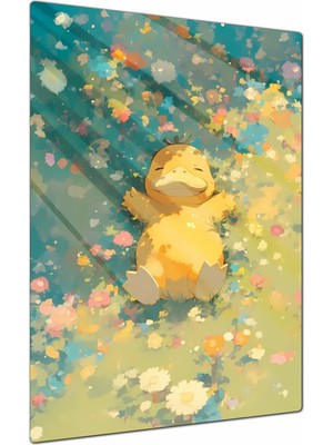 Charmbi Pokemon Psyduck Metal Poster Tablo – Parlak Yüzey Canlı Baskı Modern Duvar Dekoru Gamer Anime