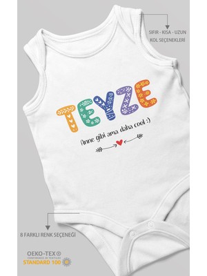 Morivo Kids Teyze Anne Gibi Ama Daha Cool Sıfır Kollu Bebek Zıbını %100 Pamuk