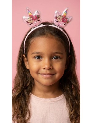 Katia & Bony Kız Çocuk 3D Unicorn Parıltılı Açık Pembe Taç