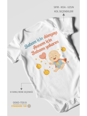 Morivo Kids Babaya ve Anneye Özel Kısa Kollu Bebek Body %100 Pamuk