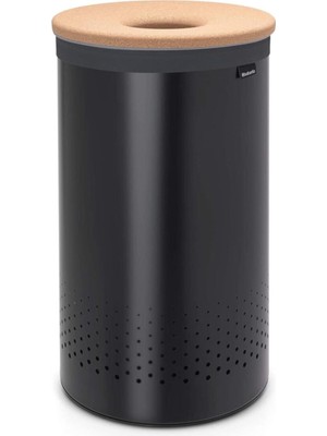 PremiumPort Matt Black Mantar Kapaklı 60L Çamaşır Sepeti, Şık ve Dayanıklı Tasarım