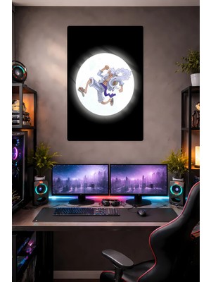 Charmbi Gear 5 Luffy Metal Poster Gamer Anime Film Tablosu – Parlak Baskı Modern Duvar Dekorasyonu