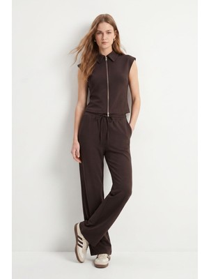 Rays Kahve Fermuarlı Bluz Pantolon Takım 2796