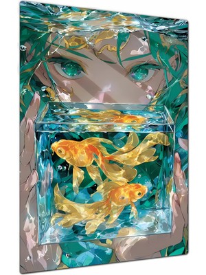 Charmbi Koi Dream Dekoratif Metal Poster Tablo – Canlı Renk Parlak Yüzey Modern Oda Duvar Dekoru