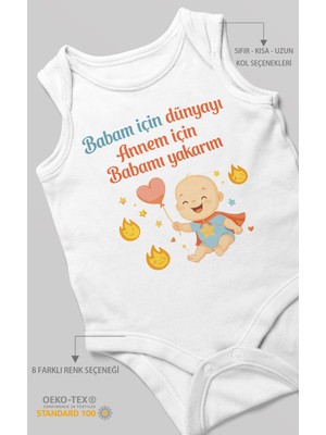 Morivo Kids Babaya ve Anneye Özel Sıfır Kollu Bebek Zıbını %100 Pamuk