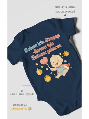 Morivo Kids Babaya ve Anneye Özel Kısa Kollu Bebek Body %100 Pamuk