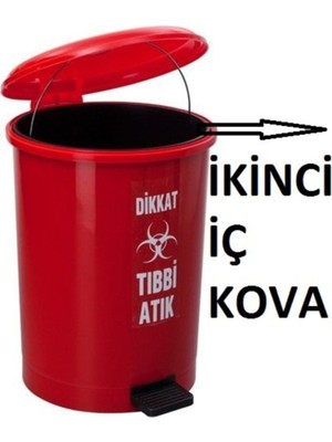 PremiumPort 30 Litre Pedallı Çift Kovalı Tıbbi Atık Çöp Kovası Turuncu