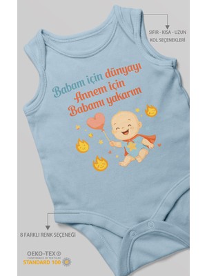Morivo Kids Babaya ve Anneye Özel Sıfır Kollu Bebek Zıbını %100 Pamuk