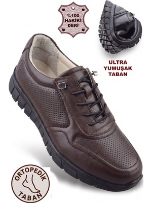 Albishoes Tam Ortopedik Hakiki Deri Kadın Anne Yumuşak Rahat Günlük Ayakkabı Konfor Kaymaz Taban