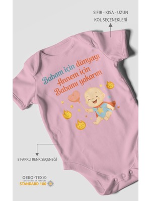 Morivo Kids Babaya ve Anneye Özel Kısa Kollu Bebek Body %100 Pamuk