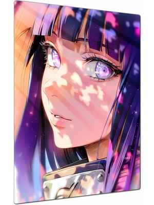 Charmbi Hinata Naruto Dekoratif Metal Poster Tablo – Canlı Renk Parlak Yüzey Modern Oda Duvar Dekoru