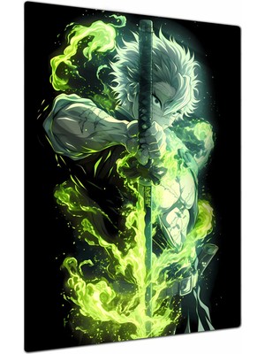 Charmbi Demon Slayer Temalı Dekoratif Metal Poster Tablo – Canlı Renk Parlak Yüzey Modern Oda Duvar Dekoru