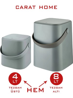 PremiumPort 2'li Set Gri Kapaklı Mutfak Çöp Kovası, Pratik ve Şık Tasarım
