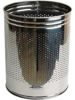 PremiumPort Paslanmaz Çelik Ofis Tipi Delikli Çöp Kovası 13 Litre, Şık ve Kullanışlı