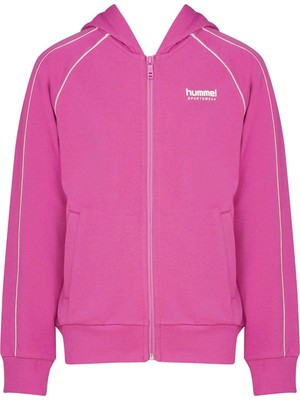 Hummel Pamuk Karışımlı Regular Fit Logolu Fermuarlı Kapüşon Yaka Sweat Kız Çocuk Eşofman Üstü 922477