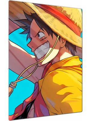 Charmbi Luffy One Piece Metal Poster Tablo – Parlak Yüzey Canlı Baskı Modern Duvar Dekoru Gamer Anime