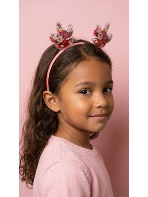 Katia & Bony Kız Çocuk 3D Unicorn Parıltılı Koyu Pembe Taç