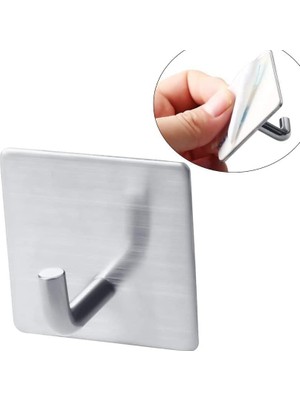 Enyaza Home 6lı 3m Bantlı Paslanmaz Çelik Askı | SUS304 Materyalli, Su Geçirmez & Iz Bırakmayan | Duvara Zarar Vermez, Yuvarlak & Kare Modeller – Banyo, Mutfak, Ofis Için (Kare)