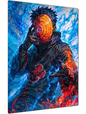 Charmbi Masked Madara Naruto Metal Poster Tablo – Parlak Yüzey Canlı Baskı Modern Duvar Dekoru Gamer Anime