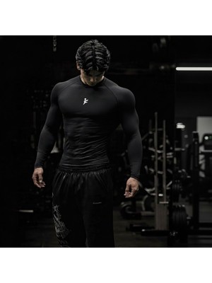 Fightron Erkek Compression Uzun Kollu Spor Tişört Slim Fit Fitness Gym Antrenman Üstü