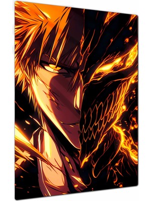 Charmbi Hollow Ichigo Bleach Metal Poster Tablo – Parlak Yüzey Canlı Baskı Modern Duvar Dekoru Gamer Anime