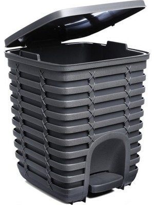 PremiumPort Primanova Palm Pedallı Çöp Kovası 9 Lt Antrasit Gri, Şık ve Kullanışlı