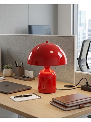 D-Light Ruby Mantar Tasarım Kırmızı Abajur 25 cm