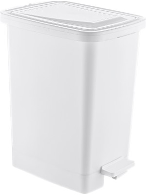 PremiumPort Orta Boy 15 Lt Beyaz Plastik Pedallı Çöp Kovası (Iç Kovalı)